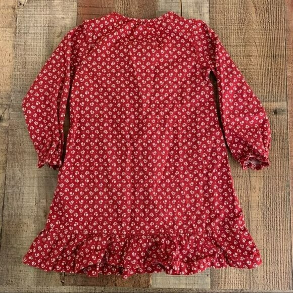 Lydia Jane Girls Red Floral Long-Sleeve Dress With Lace Detailing & Ruffle Hem - Picture 6 of 8